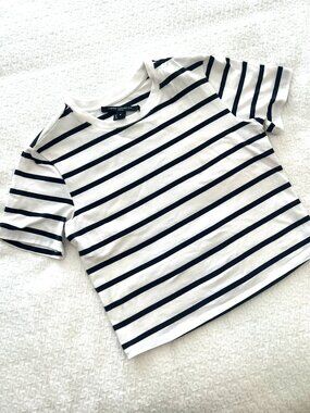 French Connection Striped T-Shirt - Navy & White - Size Medium